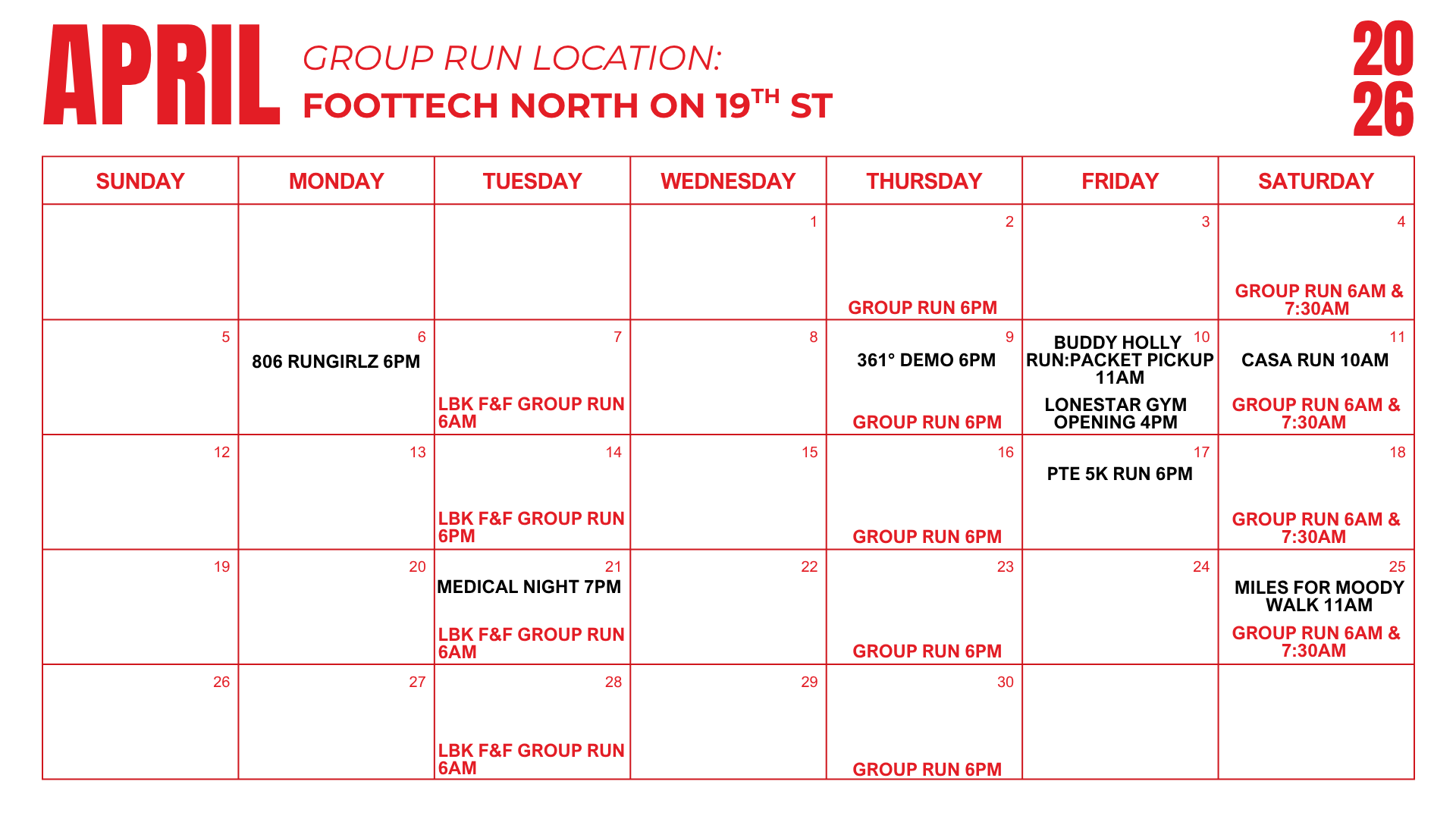 Group Run Schedule